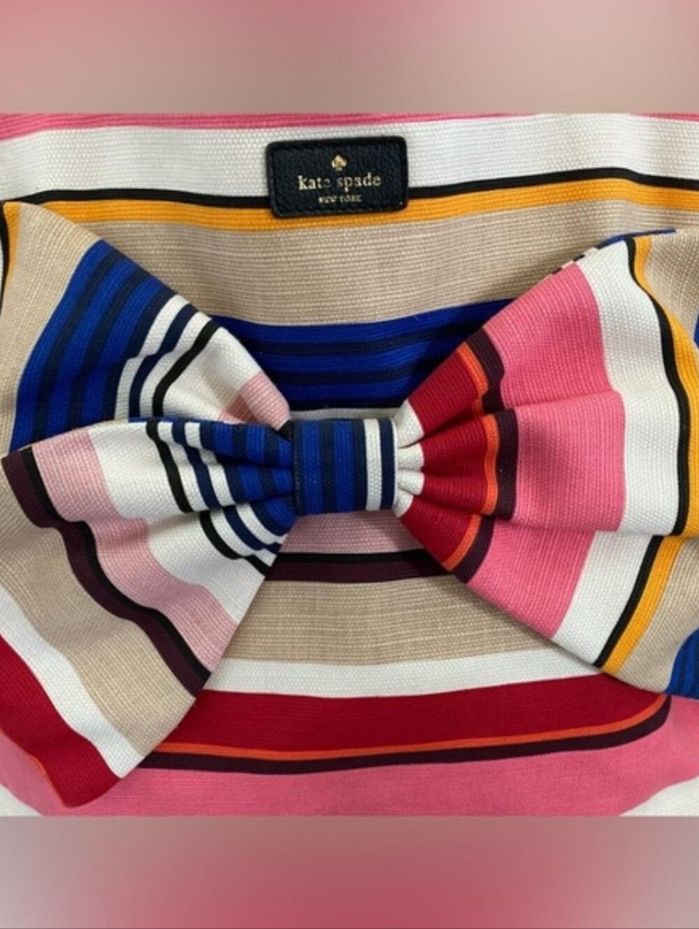 kate spade NWT On Purpose Pink Multi-Stripe Tote with Bow Accent NWT - Picture 3 of 4